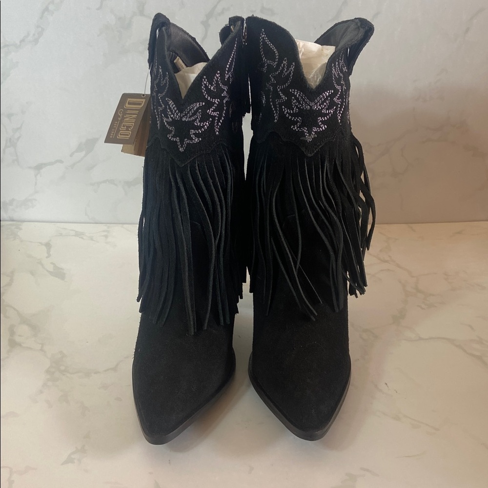 Dingo Fringe Western Boots Brown Leather Zip Cowboy Boot Women’s 8.5 Heeled Boho - Picture 4 of 9